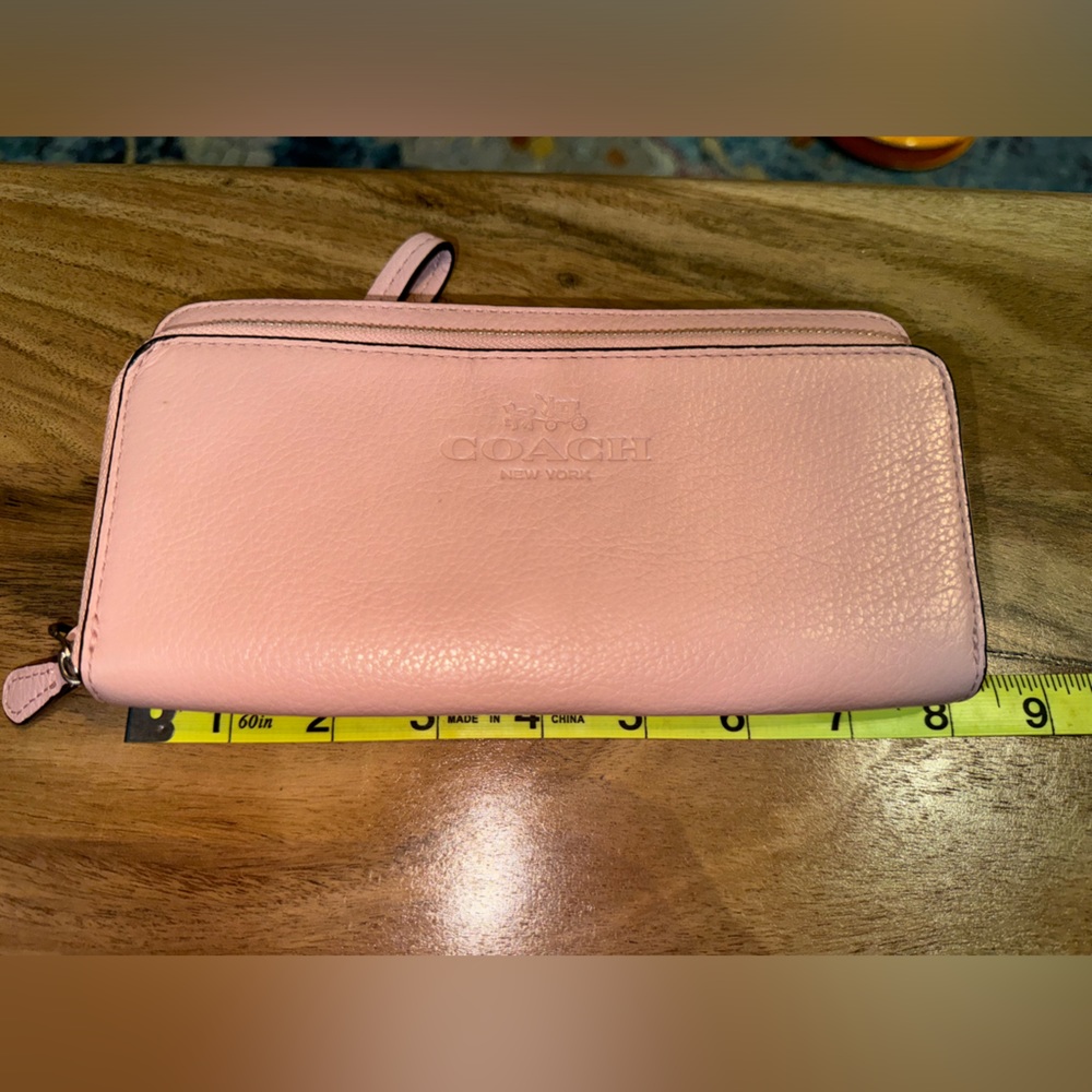 Coach, Pale Pink Zip Around Wallet with Wristlet - Picture 2 of 8